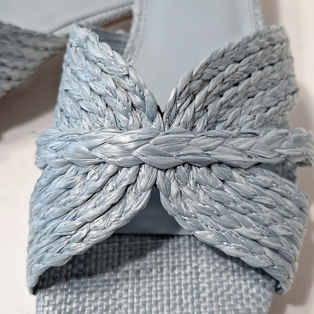 Calvin Klein "NEW" Coquette Blue Toukie Preppy Woven Slide Boho Sandals Size 8.5 - Picture 2 of 10